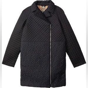 Burberry Girls’ Gia Cocoon Black TB Monogram Quilted Coat